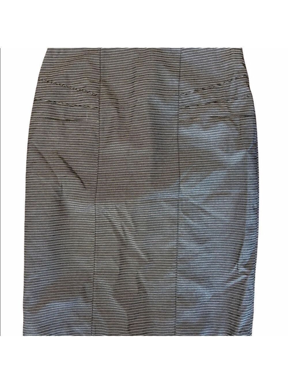 Bianca Nygard Women’s Striped Pencil Skirt with Metallic Thread Pleated … - Picture 2 of 8